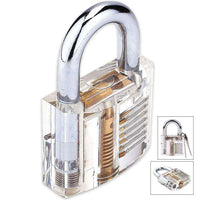 3PCS CLEAR Practice Lock Transparent Cutaway Pin Tumbler Padlock/Disc/Dimple