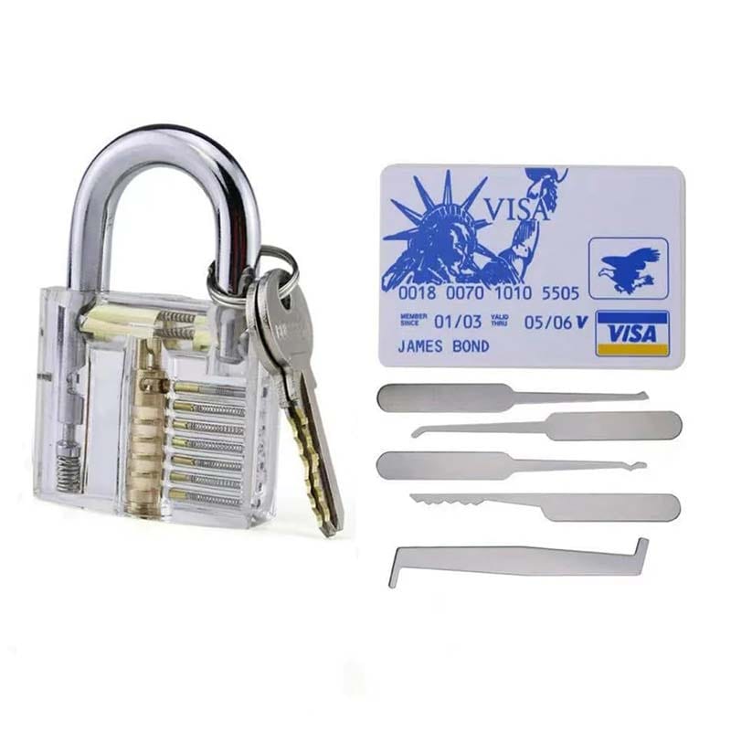 3PCS CLEAR Practice Lock Transparent Cutaway Pin Tumbler Padlock/Disc/Dimple