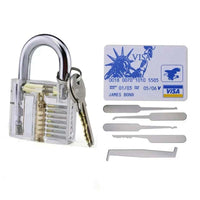 3PCS CLEAR Practice Lock Transparent Cutaway Pin Tumbler Padlock/Disc/Dimple