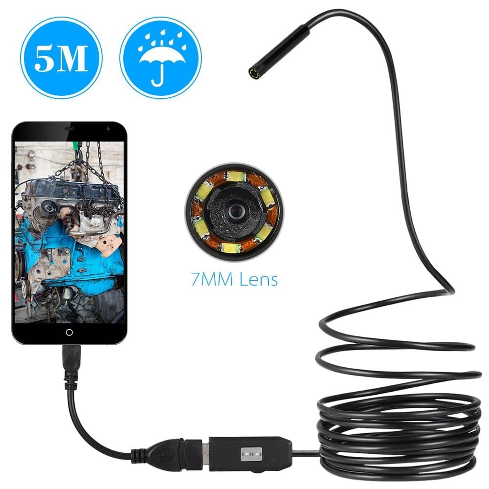 1/2/3/5M 7mm Lens USB Endoscope Camera Waterproof Wire Snake Tube Inspection Borescope For OTG Compatible Android Phones