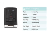 5 Buttons Smart Remote NBG009768T 315Mhz